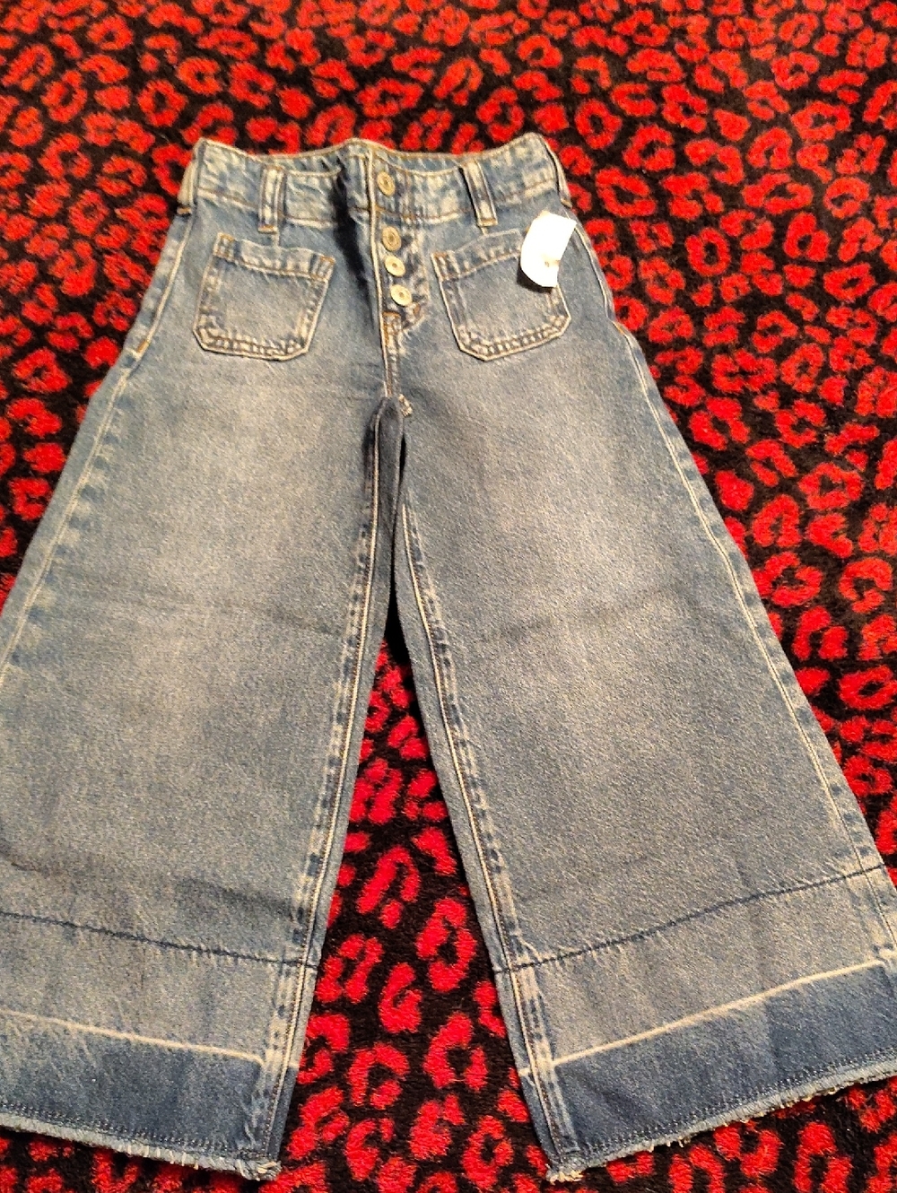 GAP Light Blue Wide-Leg Kids Jeans with Front Buttons